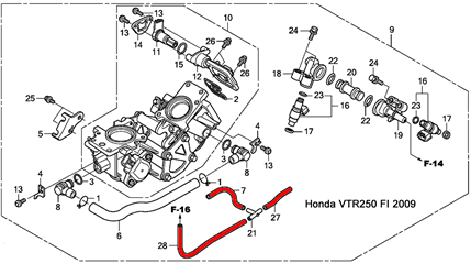 Honda VTR250 Scottoiler conexión al vacío